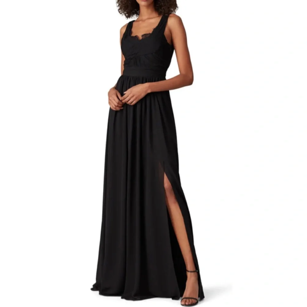 FLAWED Love By THEIA Black Lace Scoop Neck Gown Size 8 US $495